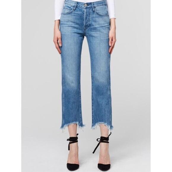 3x1 Womens 25 Shelter Austin Crop Jean Byrd High Rise Raw Frayed Hem Button Fly - Picture 13 of 13